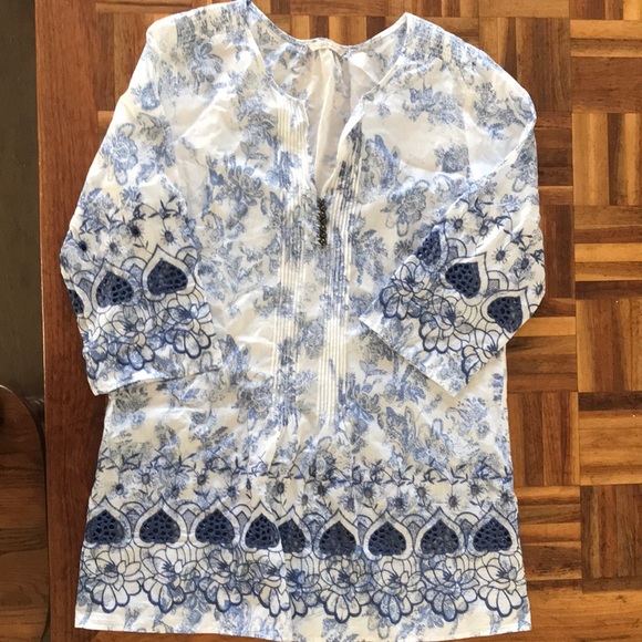 Soft Surroundings Embroidery Tunic Top size M/L - Picture 2 of 6